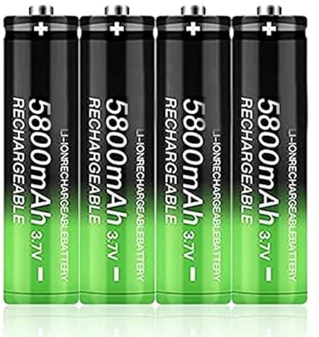 DUBEI 3.7V 5800mAh High Capacity Batteries Rechargeable Lithium Battery for LED Flashlight Headlamp Electronic Devices, 4 Pcs