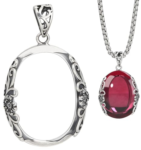 BENECREAT 925 - Colgante de plata de ley con bisel y corte colgantes de cabujones de plata antigua para pendientes, collares, fabricación de joyas DIY