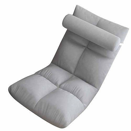 ZASCHMOY Silla de Piso Plegable Ajustable con Respaldo - Flanela Suave Gray Ergenonomic Gaming & Meditation Sofá Reclinable, sofá de Cama para Dormir sin Brazo para Adultos (Grey)