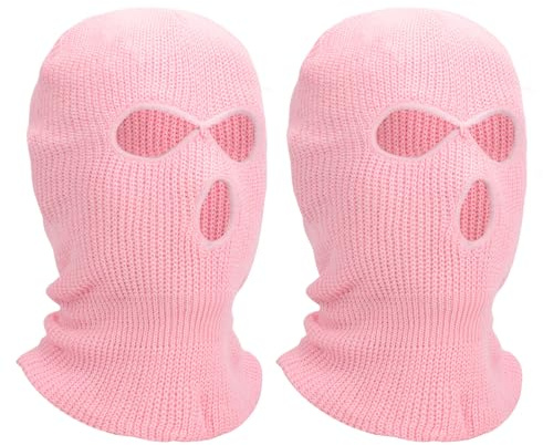 Risipu Masque d'hiver tricoté à 3 trous, masque intégral pour sports de plein air, masque de ski, cagoule en tricot chaud pour adulte, ski, moto - Protection contre le vent