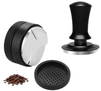 Set Tasseur et Distributeur Café 58mm Kit Cafe Barista Cafe Tamper | Tasseur Calibré avec Ressort Distribuidor de Café Espresso Acier Inoxydable 304, avec Tapis de Silicone para Amantes del Café