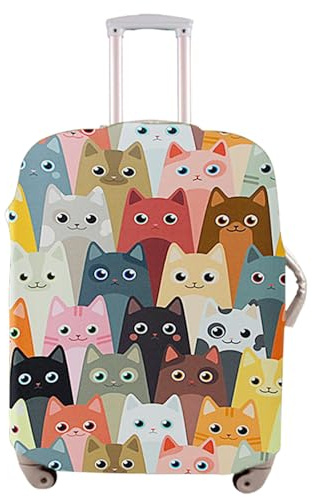 Culinavog Luggage Cover, Stretchable Suitcase Protector, Anti Scratch Travel Suitcase Cover, Polyester, Elastic, Luggage Protector, Suitcase Protective (Cat, XL)