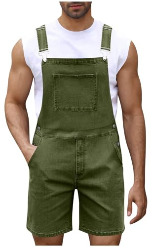Men's Shorts Overalls Contrast Bib Brace Work Dungarees Shorts Workwear Casual Heavy Duty Jumpsuit Breathable Straight Wide Leg Playsuit Daily Wear Walking Outdoor Boiler Suits