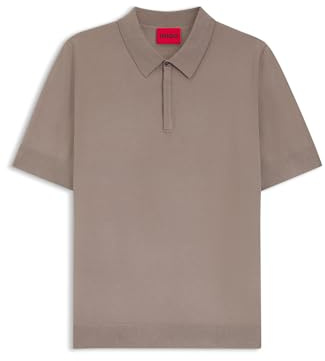 HUGO Herren San Peter-CV Strick-Poloshirt mit verdeckter Knopfleiste