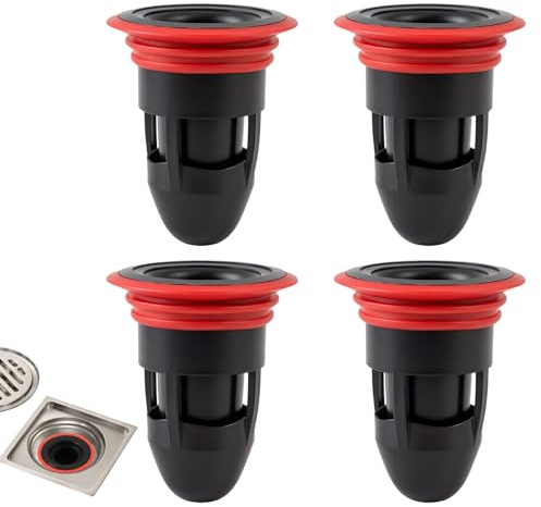 Bouchons Plancher 41-50mm Anti-Odeur pour Égout de Douche Drain de Matériau ABS de Haute Qualité - Installation Facile Prévention des Refoulements et des Odeurs,bonde anti odeur douche (4 pièces)