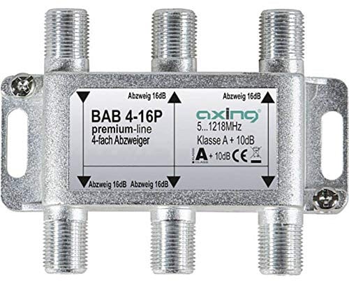 Axing Bab 4 – 16P Splitter a 4 Vie 16DB TV via cavo CATV Multi Media DVB-T2 classe A +, DB, 5 – 1218 MHz metallo