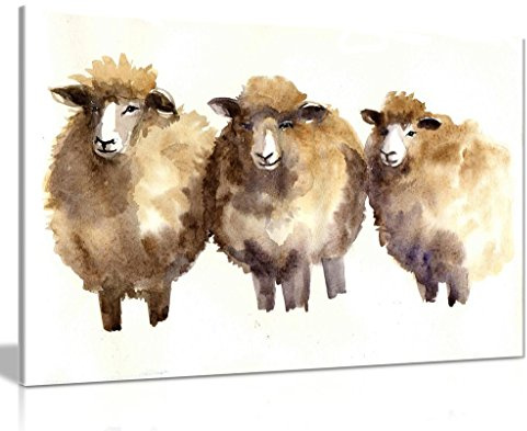 Painting of Sheep Animal Reproduction Canvas Wall Art Picture Print (18x12)