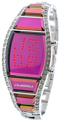 Chronotech CT7122LS-05M Women's Digital Quartz Watch with Stainless Steel Bracelet