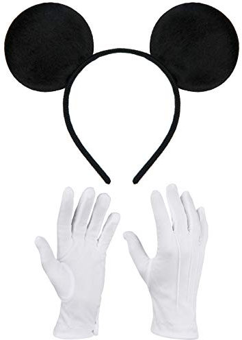 Balinco Haarreifen in schwarz mit Maus Ohren Micky Mouse inklusive weißen Handschuhen