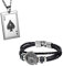 Flongo armband Lederarmband Herren Kette Set Schwarz Männer Anhänger Männer Armband Herren Armreif Leder Armband Anhänger Halskette mit Spielkarte Joker Royal Flush Poker Karten Set