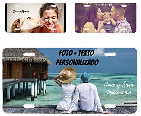 RecontraMago Matriculas Decorativas Personalizadas - Placas Decorativas Personalizada con tu Foto Nombre y Texto Que Quieras - 30.6 x 15.4 cm High dpi Impresión -