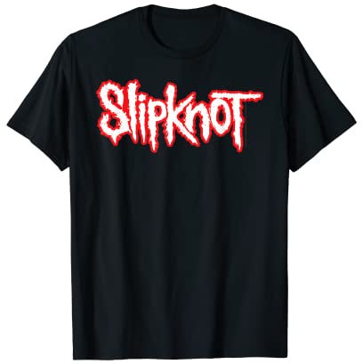 Slipknot Offizielles Basic-Logo T-Shirt für Herren in Schwarz, Größe S, Klassische Passform, Halbarm, V-Ausschnitt