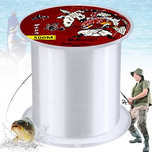 Duyteop Angelschnur Aus Nylon, Angelleine, 0,47mm Angelschnur, 500m Monofile Angelschnur, Monofilament Karpfenschnur, Nylon Fishing Line, Angelschnur Zum Basteln, Creative Nylonfaden(Transparent)