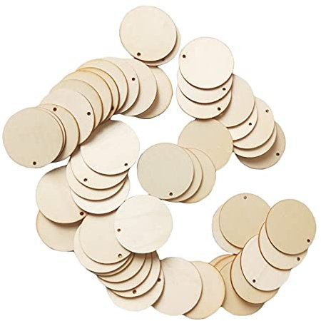 Anawakia Lot de 20 rondelles de bois rondes avec trou - Décoration de Noël - 6 cm