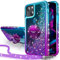 Miss Arts for iPhone 13 Mini Case, [Silverback] Moving Liquid Sparkly Glitter Case with Kickstand, Girls Women Bling Diamond Ring Shockproof Protective Cover for iPhone 13 Mini 5.4 inch -Purple