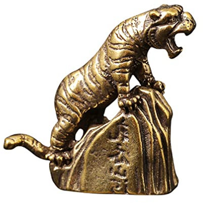 FAVOMOTO Handgemachte Messing Tiger Statue Glück Statuen Chinesische Fengshui Tiger Figur Glückverheißendes Symbol Figur Tierfigur Feng Shui Reichtum Glücksbringer Ornamente