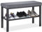 Relaxdays Schuhbank, 1 Ablage, Schuhregal mit Sitzfläche, gepolstert, HBT 50,5 x 81 x 32 cm, Sitzbank Flur, schwarz/grau