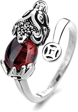 Feng Shui Ring, Feng Shui Ring Pixiu Mani Mantra Schutz Fingerring Reichtum Ring Amulett Reichtum Glück Offen Verstellbarer Ring Buddhistischer Schmuck Ring Männer