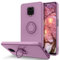 YINLAI Coque pour Xiaomi Redmi Note 9S/Note 9 Pro/Note 9 Pro Max Caoutchouc Liquide avec 360° Ring Stand Etui Xiaomi Redmi Note 9S Housse Silicone Antichoc Cover Xiaomi Note 9 Pro - Sakura Violet