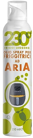 230° Olio spray per Friggitrici ad Aria 200 ml–Olio Spray - Nebulizzatore Olio–Olio di Girasole Alto Oleico & Olio di Avocado & Olio di Riso - Punto di Fumo 230°C- Fratelli Mantova since 1905