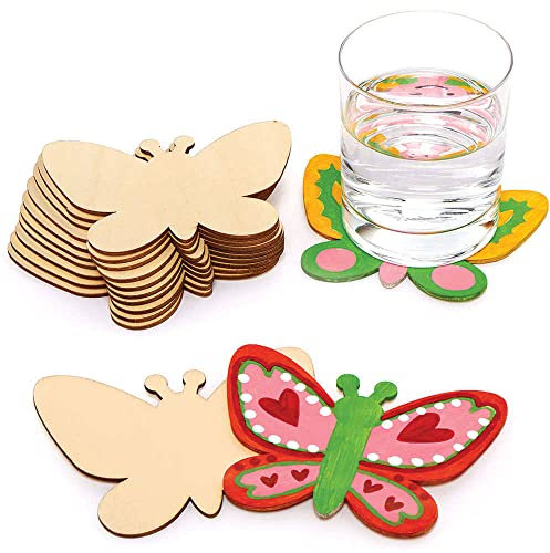 Baker Ross Sous Verre en Bois en forme de Papillon - Lot de 10, Loisirs Créatifs Bois (FC812)
