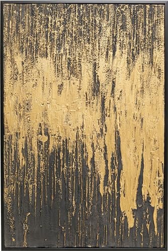 Kare Design Leinwandbild Abstract, Schwarz, Wandbild mit Rahmen, Massivholz Rahmen, Acrylfarbe, handgemalt, Unikat, Abstrakt, Modern, Wohnzimmer, Schlafzimmer, Flur, 120x80 cm (L/B)