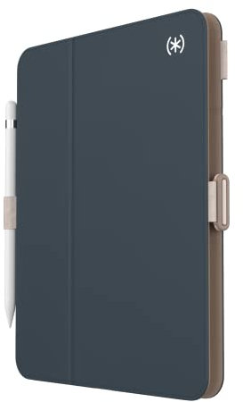Speck Funda para iPad Pro de 10.9 Pulgadas de 10.9 Pulgadas, protección contra caídas y cámara, Soporte Delgado multirango, Soporte para lápiz Apple, Leche de almendras, Moca, carbón