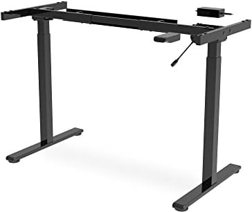 DIGITUS höhenverstellbares Tisch-Gestell elektrisch – 2-stufig – 1 Motor – Bedienfeld – Antikollisionssystem – Für gängige Tischplatten – Schwarz