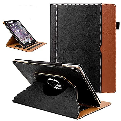 Dasaja 360 Degrés Rotatif Cuir Étui avec 2 Poste Stand pour iPad 10.2 (2019/2020/2021), Noir/Marron