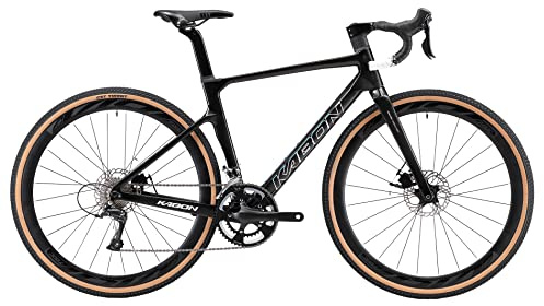 KABON Bici da Strada in Ghiaia di Carbonio, Bicicletta con Telaio in Fibra di Carbonio T800 con Bicicletta da Corsa con Freno a Disco 105 22 velocità