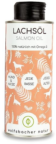 Lachsöl für Hunde und Katzen mit Omega 3 & 6 I 250ml norwegisches, natürliches Lachs-Öl aus Atlantik-Meer-Lachs I Hochdosiertes Ergänzungsmittel