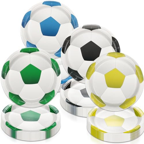 80 Pcs Fútbol Decoraciones de la fiesta Platos - Incluyendo 9 Platos de Fútbol Platos de Fútbol para niños de fútbol Fan Evento Deportivo Día del Juego de Fútbol Fiesta de Cumpleaños Suministros