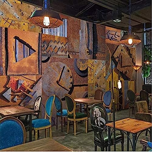 Benutzerdefinierte 3D-Wandbild-Tapete im europäischen Stil, Retro-Nostalgie, rostiges Metall, Ktv, Bar, Café, Wandgemälde, Hintergrund, Wand-Fototapete, 3D-, 140 x 100 cm