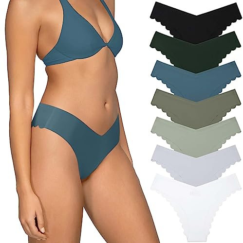Levao 7er Pack Damen Unterwäsche Slips Nahtlose Unterhosen V Schnitt Frauen Atmungsfähig Mehrpack No Show Bikini Set S-XL