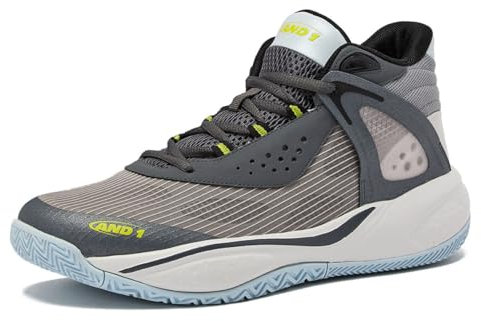 AND1 Turnaround Herren Basketballschuhe, Indoor- oder Outdoor-Basketball-Sneaker für Herren, Straße oder Platz, Größen 40-44, grau dunkel, 11 Women/9.5 Men