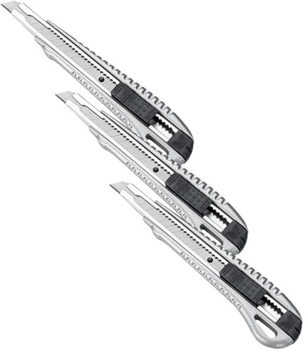 Dahle Professional Cutter (9 mm Abbrechklinge, Metallgehäuse, für professionelle Anforderungen) silber (Packung mit 3)