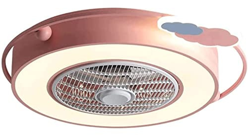 ZUMAHA Lámparas Luz de ventilador de techo regulable, candelabro minimalista moderno para habitación de niños, ventilador de techo de 3 velocidades de montaje empotrado, rosa Ventilador de Techo