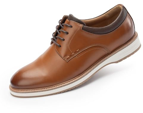Cusolemore Herren Anzugschuhe Schnürhalbschuhe Männer Businessschuhe Turnschuhe Freizeitschuhe, runde Zehe, Gummi-Außensohle, leichtes weiches Snug Fit Design Brown 44