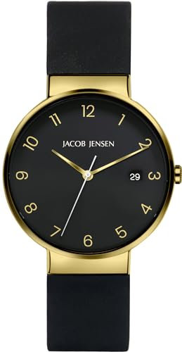 Jacob Jensen Herrenuhr Titan Quarz Schwarz/Goldfarben 185