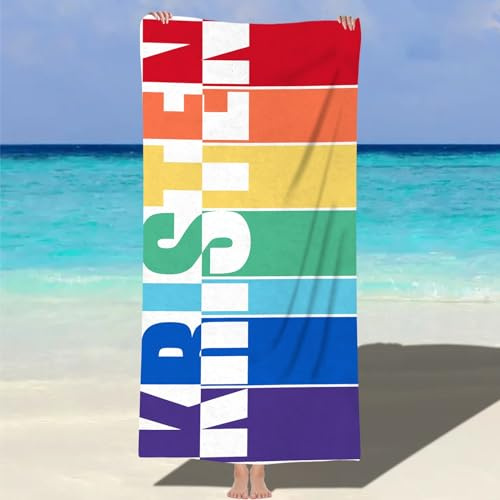 MJARTORIA Personalisiert Strandtuch Microfaser Badetuch mit Namen Kinder Damen, Beach Towel Handtuch Badetuch Stranddecke Schnelltrocknend für Reise Schwimmen Sauna Yoga Fitness 90x180cm Mikrofaser