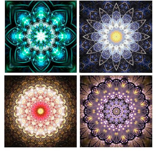 DCIDBEI 30x30CM 4 Stück Diamond Painting Mandala für Erwachsene, Malen Nach Zahlen Blume des Lebens, Diamant Malerei Ästhetisch, Wanddekoration Schlafzimmer, Geschenk Geburtstag Kinder