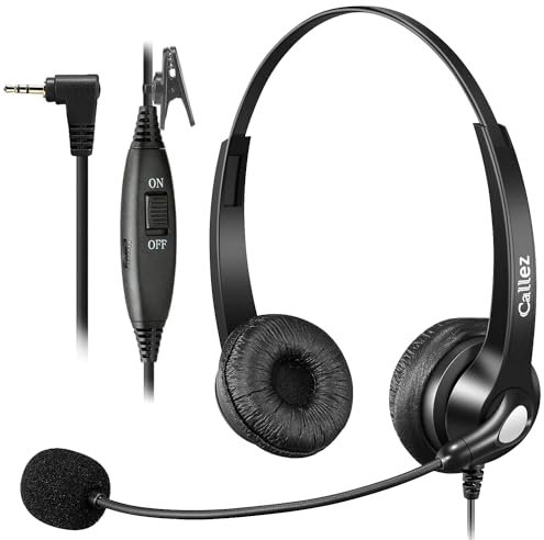 Callez 2,5mm Klinke Headset Telefon mit Mikrofon Noise Cancelling, Schnurlos Festnetz Kopfhörer für Panasonic Gigaset C430A CL660HX Polycom Cisco SPA Schnurlose Festnetztelefone