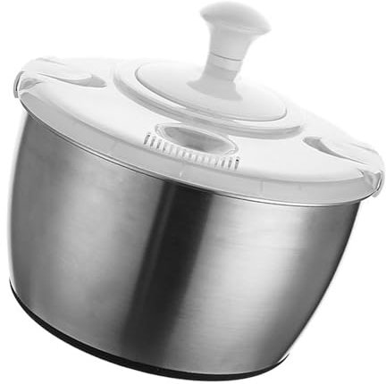 Centrifuga Manuale per Insalata da Cucina, capacità 5 Litri in Acciaio Inossidabile Lavatrice per Frutta Asciugatrice per Verdure per la Cucina di Casa Asciugatura di Verdure a