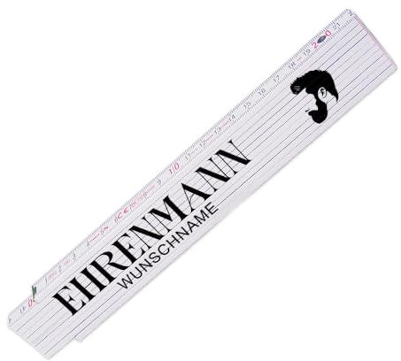 Zollstock mit Wunsch-Namen und Motiv – Ehrenmann - Meterstab individuell einseitig bedruckt - Glieder-Maßstab personalisiert