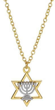 Halskette Ketten Schmuck Herren Frauen Anhänger Necklace Davidstern Menora Kerzen Halskette Schmuck Glaube Lampe Chanukka Anhänger Halskette Amulett
