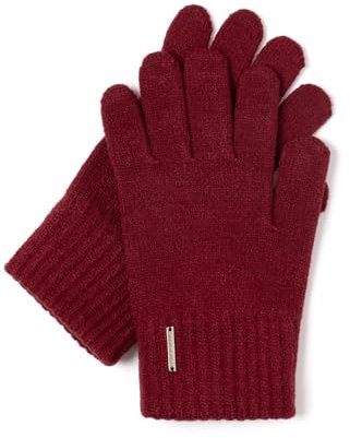 VIVISENCE Damen Winter Handschuhe Mit Gemütlich Stilvolle Breitem Strickbündchen Hergestellt Aus Warmem Garn Mit Wollzusatz Perfekt Für Kalte Wintertage Herbst Modell 7202, Weinrot,Einheitsgröße
