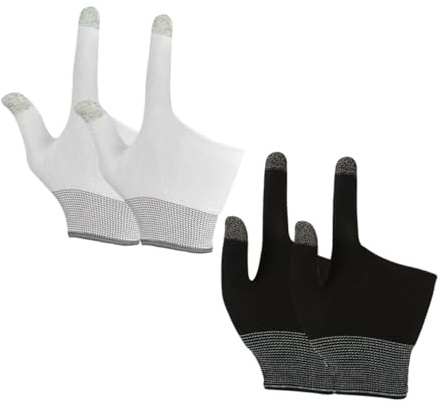 SKISUNO 2 Pairs Ultra-Thin Mobile Gaming Gloves Touch Finger Gloves for Gaming Non-Skid Lightweight Breathable Nylon Graphene with Sleek Unique Design for Mobile Gamers