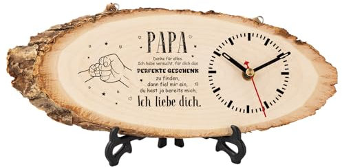 KAAYEE Papa Geschenk, Holzuhr Geschenke für Papa zum Vatertag Geburtstag Valentinstag Weihnachten Ostern, Bester Geburtstagsgeschenk für Vater Männer von Tochter Sohn 2