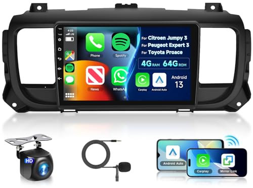 4G+64G 8 Core Autoradio per Citroen Jumpy 3 SpaceTourer/Peugeot Expert 3/ Toyota Proace 2016-2021 Android, Hodozzy 9 Pollici Touch Screen GPS Carplay Android Auto, 2 Din Radio Bluetooth WiFi FM RDS