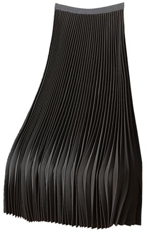 Damen Plissierter Rock Lang Damen Maxirock Elastische Hohe Taille Einfarbig Sommerrock
